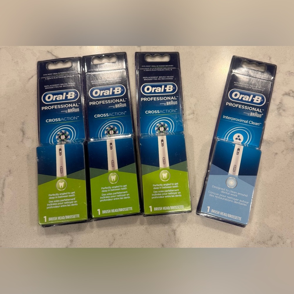 Oral B Bundle Professional Cross Action And Interproximal Brush Heads SEALED NEW
